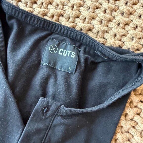 Cuts Clothing Men’s Henley 3-Pack – All Black, Size Large, Curved Hem – Premium - Picture 6 of 9